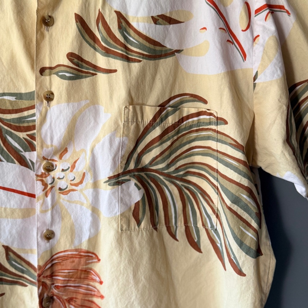 Kahala John Severson Vintage Mens Tropical Floral Hawaiian Shirt, Yellow, L‎ - Picture 6 of 12